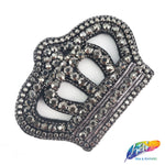 Crown Beaded Rhinestone Applique, BA-021