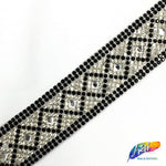 1" Crystal Diamond Rhinestone Iron on Trim, IRT-055