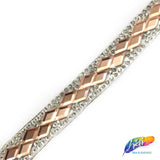 1/2" Double Diamond Rhinestone Iron on Trim, IRT-065