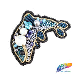 Dolphin Rhinestone Beaded Applique, BA-038