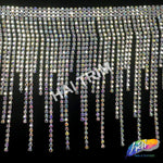 4 1/2" Multi-level Crystal Rhinestone Cupchain Fringe, RF-038