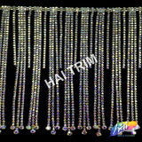 6 1/2" Rhinestone Cupchain Fringe with Round Glass Stones, RF-037