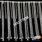 6 1/2" Rhinestone Cupchain Fringe with Round Glass Stones, RF-037