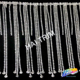 6 1/2" Rhinestone Cupchain Fringe with Round Glass Stones, RF-037