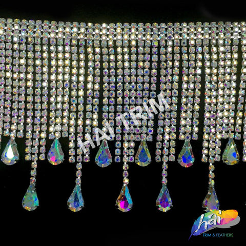 Glass Rhinestone Fringe Trim