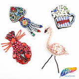 Squid Rhinestone Beaded Applique, BA-042