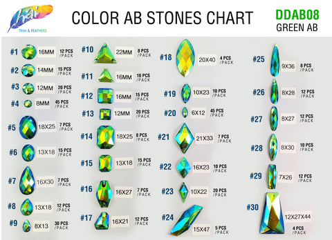 Green AB Resin Stones, DDAB08