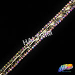SALE! 1/2” 3-row Gold/Crystal AB Plastic Rhinestone Iron Trim, IRT-079