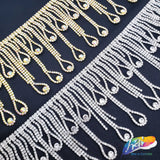 3 3/4" Dangling Loop Rhinestone Fringe, RF-049