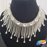 3" Dangling Rhinestone Cupchain Fringe with Round and Teardrop Stones, RF-046