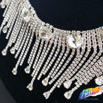 3" Dangling Rhinestone Cupchain Fringe with Round and Teardrop Stones, RF-046