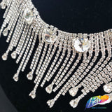 3" Dangling Rhinestone Cupchain Fringe with Round and Teardrop Stones, RF-046