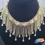 3" Dangling Rhinestone Cupchain Fringe with Round and Teardrop Stones, RF-046