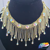 3" Dangling Rhinestone Cupchain Fringe with Round and Teardrop Stones, RF-046