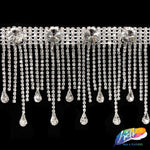 3" Dangling Rhinestone Cupchain Fringe with Round and Teardrop Stones, RF-046