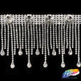 3" Dangling Rhinestone Cupchain Fringe with Round and Teardrop Stones, RF-046