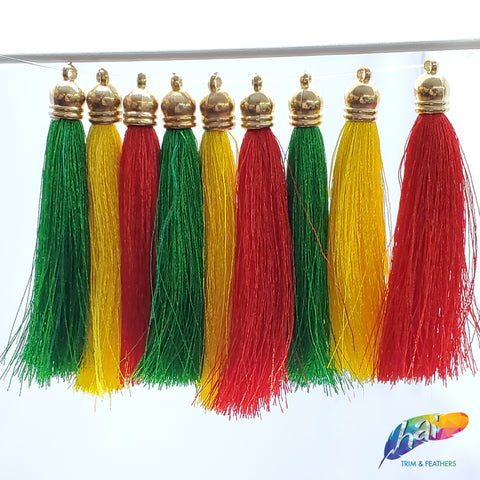 3 1/4" Silk Tassels with Gold Cap, TSL-01 (3 pieces)