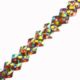 1 1/4” 2-row Iridescent Diamond Stone Spiral Iron on Trim, IRT-084