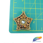 Gold Star Rhinestone Beaded Applique, BA-045