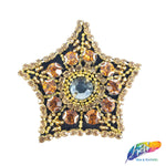 Gold Star Rhinestone Beaded Applique, BA-045