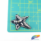 Black Star Rhinestone Beaded Applique w/ Pearl, BA-020