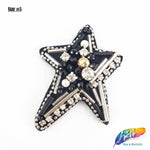 Black Star Rhinestone Beaded Applique w/ Pearl, BA-020
