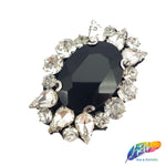 Oval Rhinestone Applique on Felt Backing, BA-056