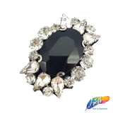 Oval Rhinestone Applique on Felt Backing, BA-056
