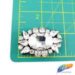 Oval Rhinestone Applique on Felt Backing, BA-056