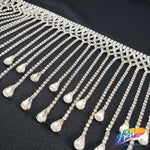 4 1/2" Braided Crystal Rhinestone Fringe with Teardrop Stones, RF-045