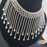 4 1/2" Braided Crystal Rhinestone Fringe with Teardrop Stones, RF-045