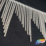 4 1/2" Unven Rhinestone Cupchain Fringe, RF-044