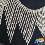 4 1/2" Unven Rhinestone Cupchain Fringe, RF-044