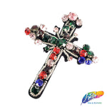 Multicolor Big Cross Rhinestone Beaded Applique, BA-051