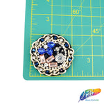 Blue/Peach/Crystal Round Rhinestone Beaded Applique, BA-050