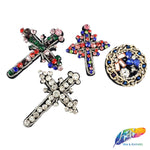 Crystal Big Cross Rhinestone Beaded Applique, BA-048