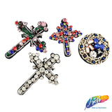 Crystal Big Cross Rhinestone Beaded Applique, BA-048