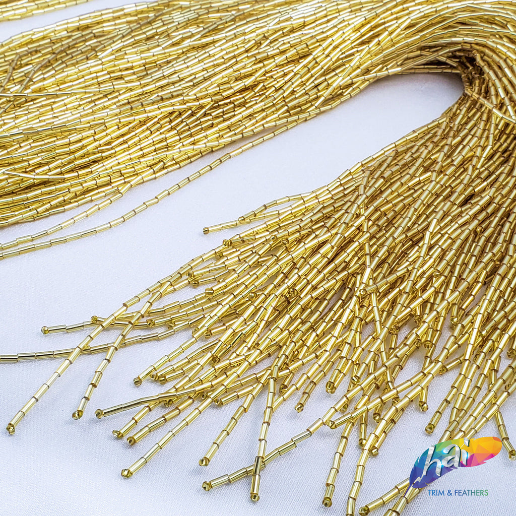 Gold Seed and Bugle 3 Beaded Fringe – General Bead