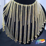 6 1/2" Rhinestone Cupchain Fringe with Round Glass Stones, RF-037