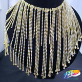 6 1/2" Rhinestone Cupchain Fringe with Round Glass Stones, RF-037