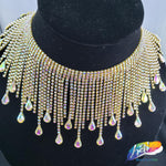 3 1/2" Rhinestone Cupchain Fringe with Teardrop Glass Stones, RF-036