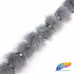 1” Mink Fur Trim with Beads, FT-01