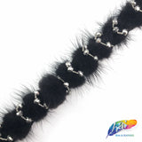1” Mink Fur Trim with Beads, FT-01