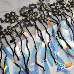 6" Spike Sequin Fringe with Flower Tape & Mesh, SEQ-004
