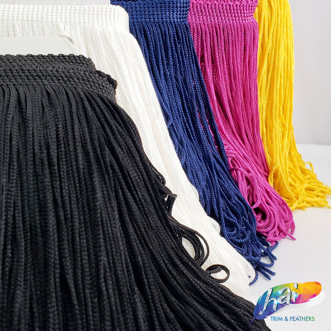 FASHEWELRY Chainette Fringe Trim - 10 Yards, 150mm Wide Midnight Blue Tassel Braid For Sewing & Crafts