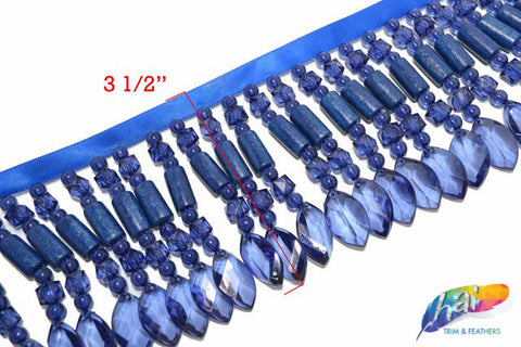 SALE! 3 1/2" Beaded Fringe with Acrylic and Wood Beads, FR-004