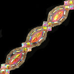 1 5/8" Neon Diamond Cateye Iron On Trim, IRT-119