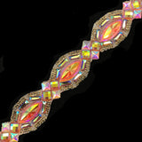 1 5/8" Neon Diamond Cateye Iron On Trim, IRT-119