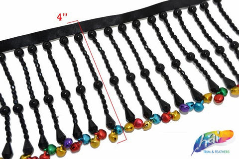 4" Beaded Fringe with Bells, FR-007