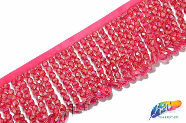 3 Chevron Deluxe Hot Pink Beaded Fringe: Glitz and Glamour